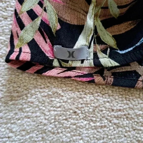 Hurley Maxi Dress Tropical Leaf Print XL Black Multi-colour Floral Dress - Picture 7 of 11